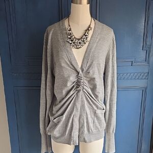 J. Crew Light Gray Ruched Cardigan